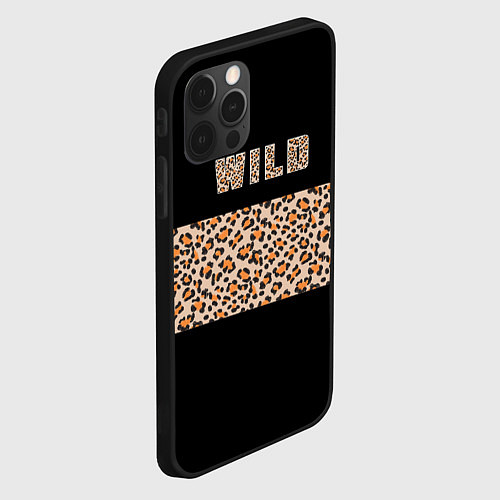 Чехол iPhone 12 Pro Max Полоса с леопардовым паттерном на черном / 3D-Черный – фото 2