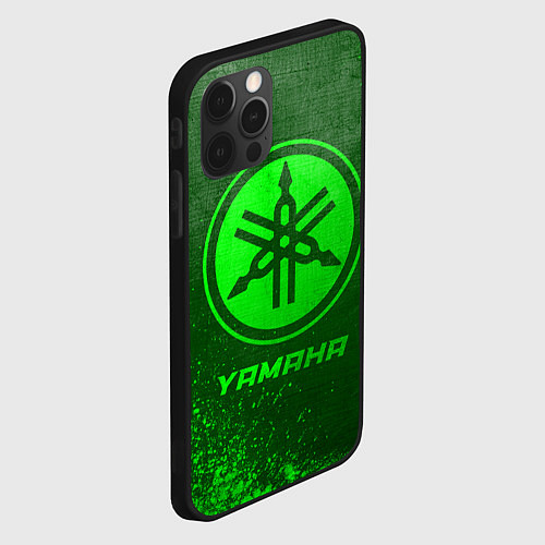 Чехол iPhone 12 Pro Max Yamaha - green gradient / 3D-Черный – фото 2