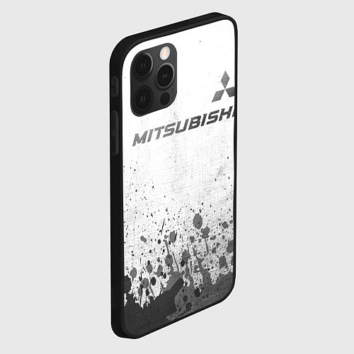 Чехол iPhone 12 Pro Max Mitsubishi - white gradient посередине / 3D-Черный – фото 2