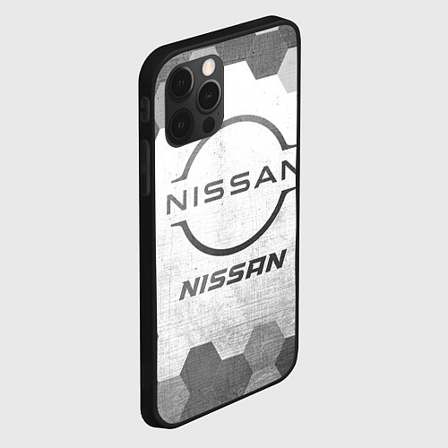 Чехол iPhone 12 Pro Max Nissan - white gradient / 3D-Черный – фото 2