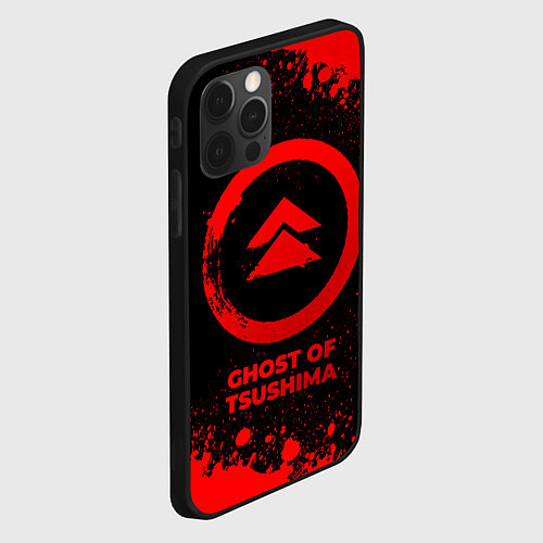 Чехол iPhone 12 Pro Max Ghost of Tsushima - red gradient / 3D-Черный – фото 2