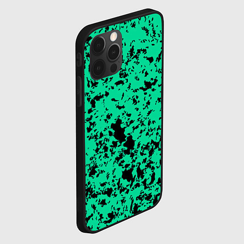 Чехол iPhone 12 Pro Max Нефритовый зелёный пятнистый / 3D-Черный – фото 2