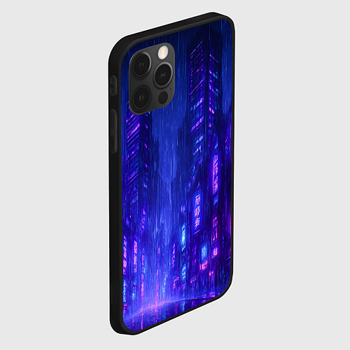 Чехол iPhone 12 Pro Max Одинокий город неона / 3D-Черный – фото 2