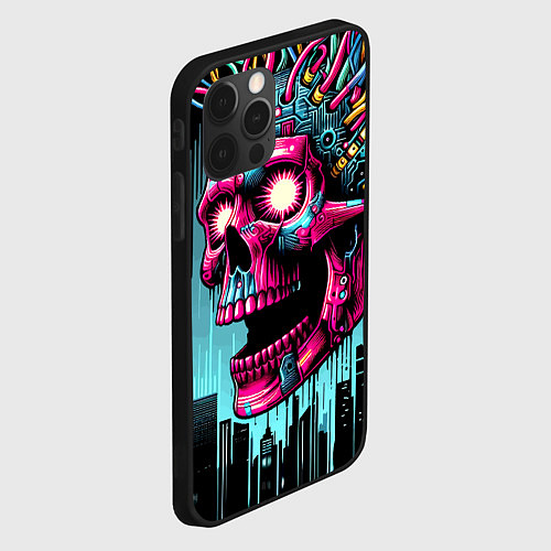 Чехол iPhone 12 Pro Max Cyber skull - ai art fantasy / 3D-Черный – фото 2
