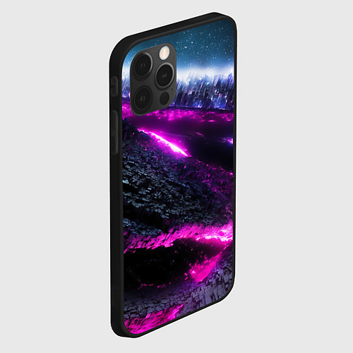 Чехол iPhone 12 Pro Max Фентази город неон / 3D-Черный – фото 2