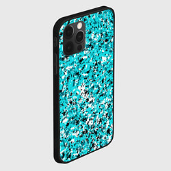 Чехол для iPhone 12 Pro Max Пёстрый голубой с чёрно-белыми хлопьями, цвет: 3D-черный — фото 2