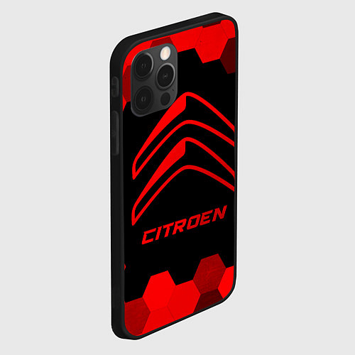 Чехол iPhone 12 Pro Max Citroen - red gradient / 3D-Черный – фото 2