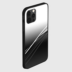 Чехол для iPhone 12 Pro Max Градиент с полосами из белого в тёмный, цвет: 3D-черный — фото 2