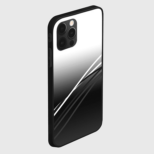 Чехол iPhone 12 Pro Max Градиент с полосами из белого в тёмный / 3D-Черный – фото 2