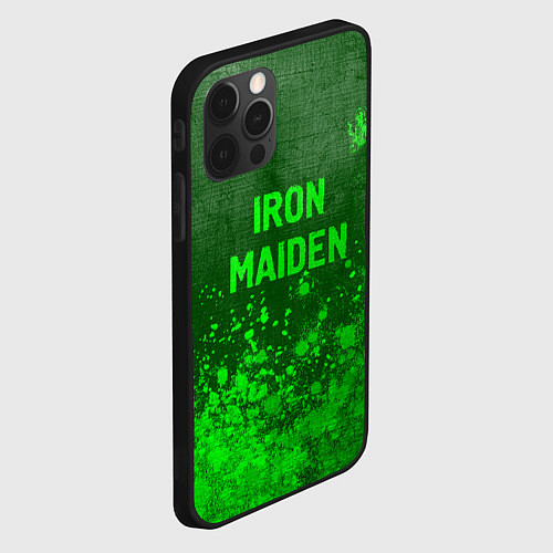 Чехол iPhone 12 Pro Max Iron Maiden - green gradient посередине / 3D-Черный – фото 2