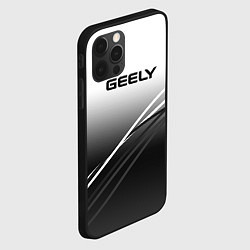 Чехол для iPhone 12 Pro Max Geely градиент из белого в тёмный с полосами, цвет: 3D-черный — фото 2