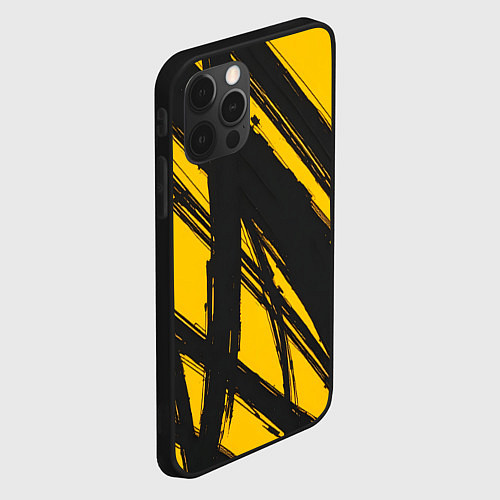 Чехол iPhone 12 Pro Max Абстракция на желтом / 3D-Черный – фото 2