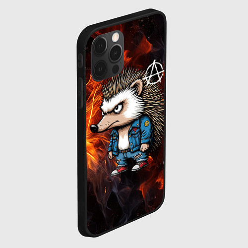 Чехол iPhone 12 Pro Max Ёж панк анархист / 3D-Черный – фото 2