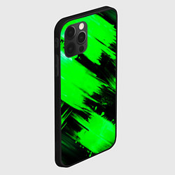 Чехол для iPhone 12 Pro Max Зеленые мазки краски на черном, цвет: 3D-черный — фото 2
