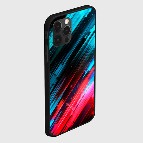 Чехол iPhone 12 Pro Max Синяя и красная краска на черном / 3D-Черный – фото 2