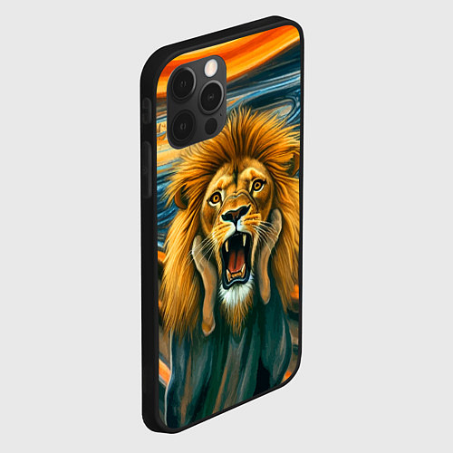 Чехол iPhone 12 Pro Max Лев кричит на картине Эдварда Мунка / 3D-Черный – фото 2