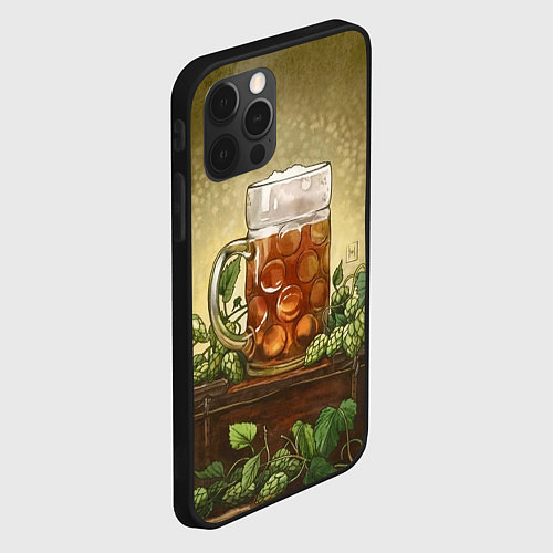 Чехол iPhone 12 Pro Max Кружка пива акварель / 3D-Черный – фото 2