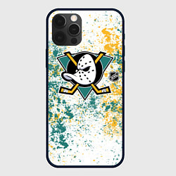 Чехол для iPhone 12 Pro Max Anaheim Ducks NHL white, цвет: 3D-черный