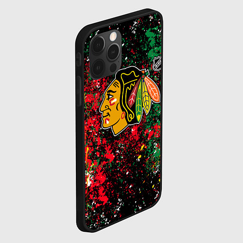 Чехол iPhone 12 Pro Max Chicago Blackhawks NHL black / 3D-Черный – фото 2