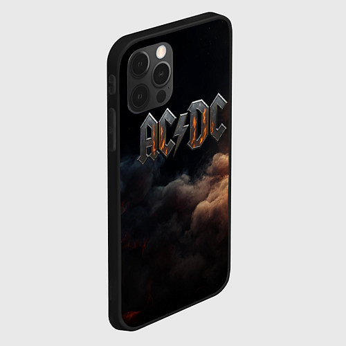 Чехол iPhone 12 Pro Max ACDC металлический лого / 3D-Черный – фото 2