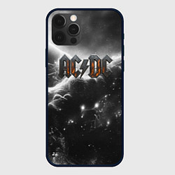 Чехол для iPhone 12 Pro Max ACDC металлический лого черно-белая текстура, цвет: 3D-черный