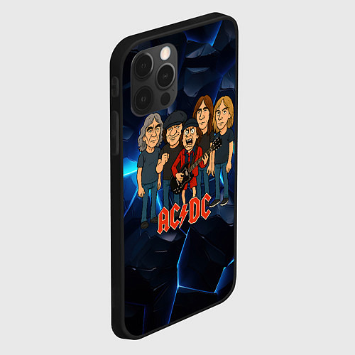 Чехол iPhone 12 Pro Max ACDC мультяшный стиль группы / 3D-Черный – фото 2