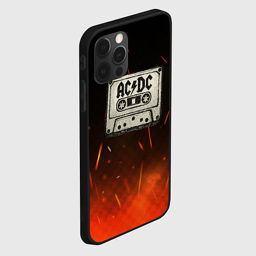 Чехол iPhone 12 Pro Max ACDC лого на кассете / 3D-Черный – фото 2