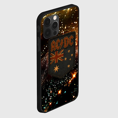 Чехол iPhone 12 Pro Max ACDC в стиле нашивки / 3D-Черный – фото 2
