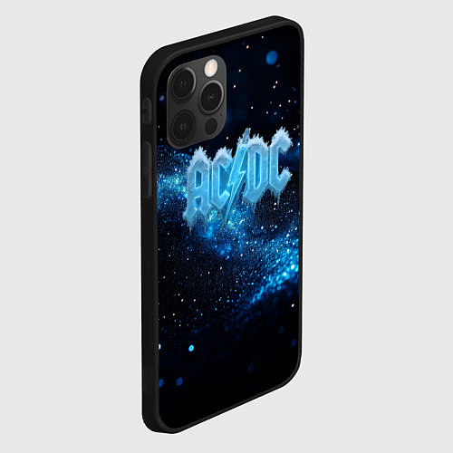 Чехол iPhone 12 Pro Max ACDC ледяной логотип / 3D-Черный – фото 2