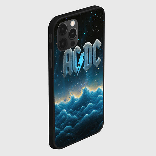 Чехол iPhone 12 Pro Max ACDC логотип ледяной с молнией / 3D-Черный – фото 2
