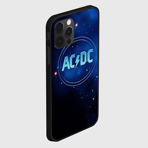 Чехол iPhone 12 Pro Max ACDC логотип на синем фоне / 3D-Черный – фото 2