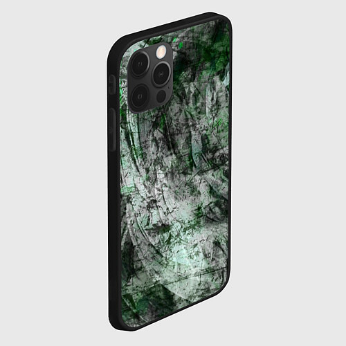 Чехол iPhone 12 Pro Max Абстракция - grey emerald rock / 3D-Черный – фото 2