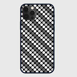 Чехол для iPhone 12 Pro Max Белый серый горох на черном ретро, цвет: 3D-черный