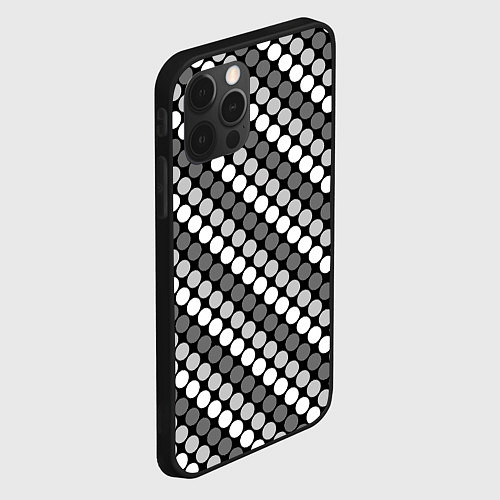 Чехол iPhone 12 Pro Max Белый серый горох на черном ретро / 3D-Черный – фото 2