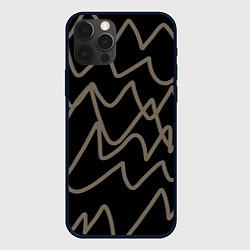Чехол iPhone 12 Pro Max Кривые рукописные линии чёрно-коричневый