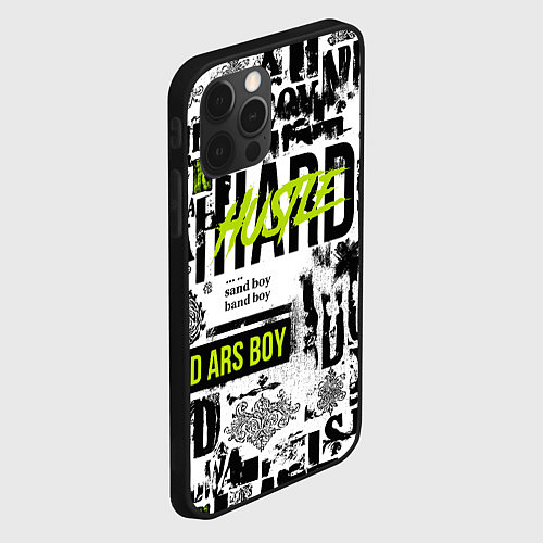 Чехол iPhone 12 Pro Max Pattern with inscriptions hustle sand boy / 3D-Черный – фото 2