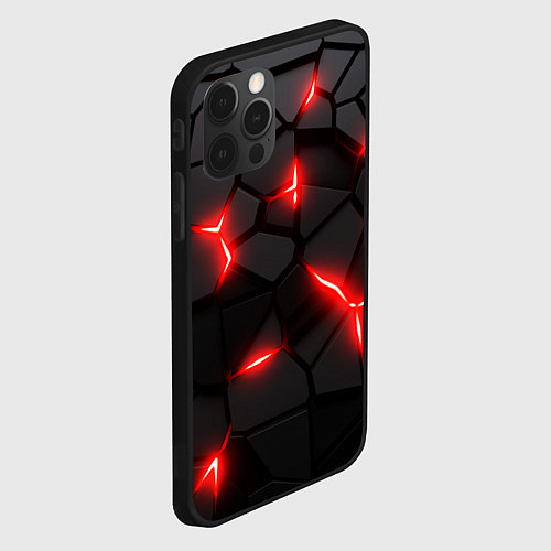 Чехол iPhone 12 Pro Max Красная неоновая броня / 3D-Черный – фото 2