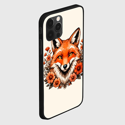 Чехол iPhone 12 Pro Max Japanese fox in flowers / 3D-Черный – фото 2