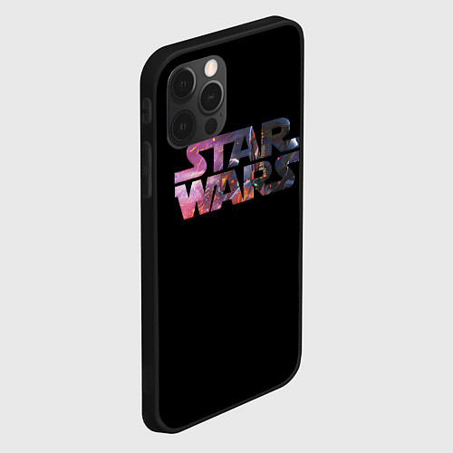 Чехол iPhone 12 Pro Max Звёздные войны надпись искры / 3D-Черный – фото 2
