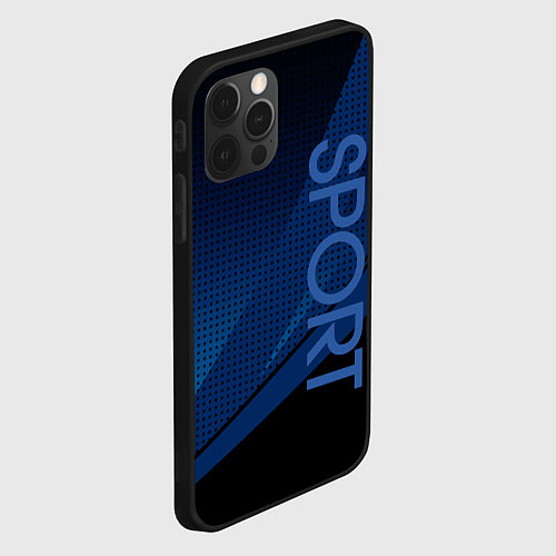 Чехол iPhone 12 Pro Max Sport чёрно-синий геометричный / 3D-Черный – фото 2