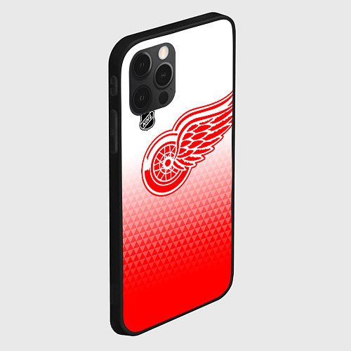 Чехол iPhone 12 Pro Max Детройт Ред Уингз - красно белый градиент / 3D-Черный – фото 2