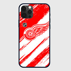 Чехол для iPhone 12 Pro Max Детройт Ред Уингз - брызги красок, цвет: 3D-черный