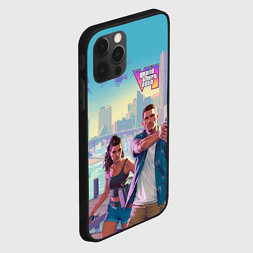 Чехол iPhone 12 Pro Max Лусия Каминос и Джейсон Дюваль из Gta 6 / 3D-Черный – фото 2
