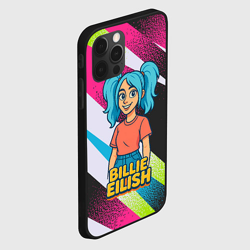 Чехол iPhone 12 Pro Max Билли Айлиш в стиле мультфильма / 3D-Черный – фото 2