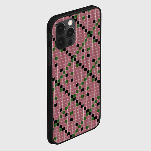 Чехол iPhone 12 Pro Max Коричневая с черным и зеленым плитка / 3D-Черный – фото 2