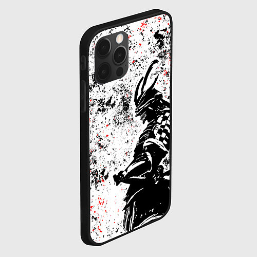 Чехол iPhone 12 Pro Max Самурай - брызги красок / 3D-Черный – фото 2