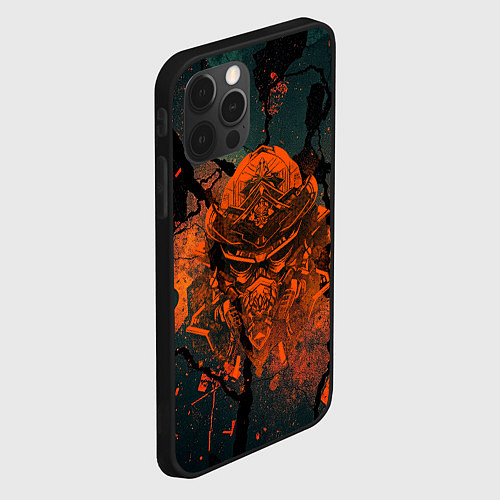 Чехол iPhone 12 Pro Max Шлем кибернетического самурая / 3D-Черный – фото 2