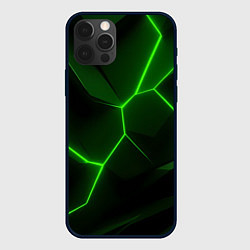 Чехол для iPhone 12 Pro Max Зеленая текстура с неоном, цвет: 3D-черный