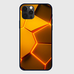 Чехол для iPhone 12 Pro Max Желтые неоновые соты - текстура, цвет: 3D-черный