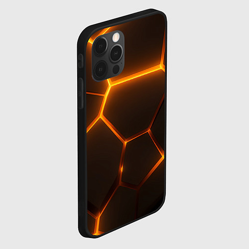Чехол iPhone 12 Pro Max Оранжевое свечение текстура / 3D-Черный – фото 2
